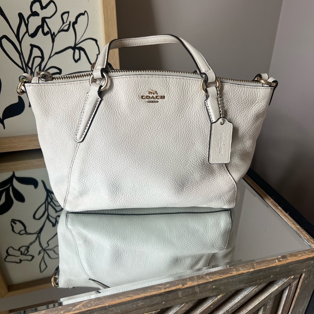 Coach Ivory Pebbled Leather Satchel